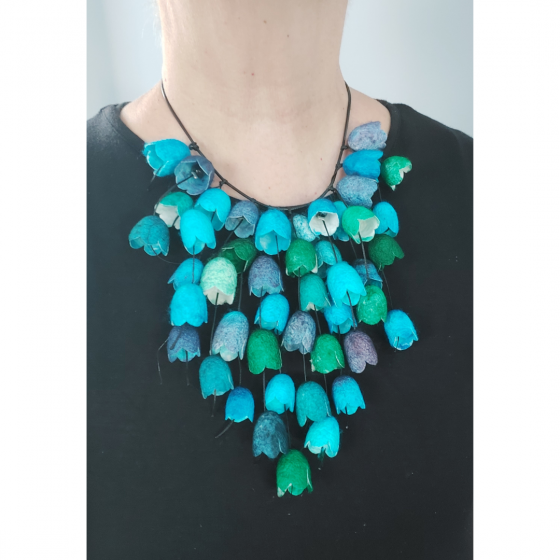 Necklace with silk cocoons